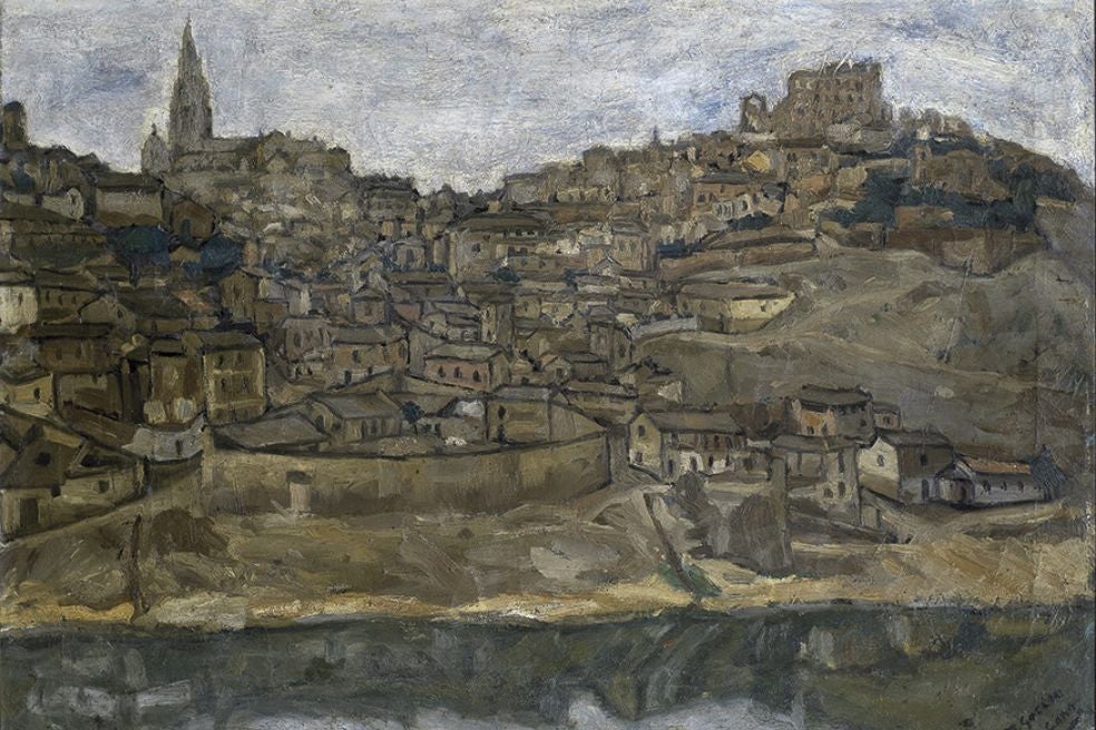 Este cuadro, Toledo, lo pintó Rafael Canogar a los 13 años. A los 16 expuso por primera vez.