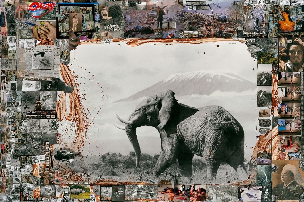 Beard usaba todo tipo de materiales para sus obras (plumas, cigarrillos, huesos...), incluida la sangre de animales o la suya propia.