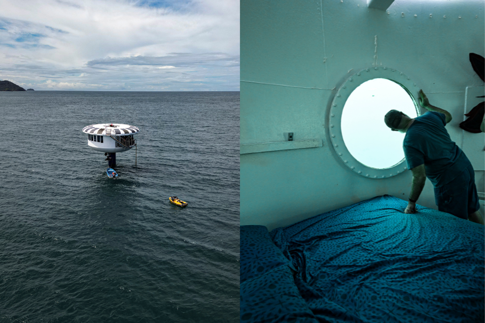 La cámara submarina contaba con cama, ordenador con conexión a Internet y bici estática. Además, las seis ventanas que rodeaban la estancia permitían al ingeniero una visión privilegiada de la vida marina.