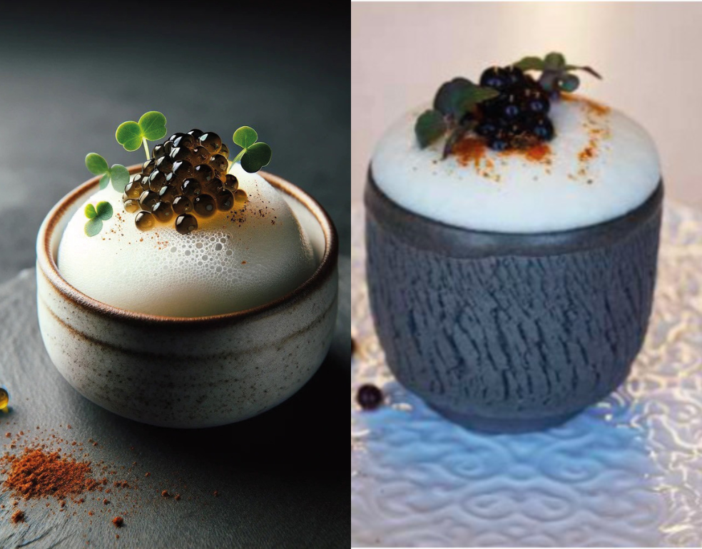 Una espuma creada por la IA y otra por Eneko Atxa