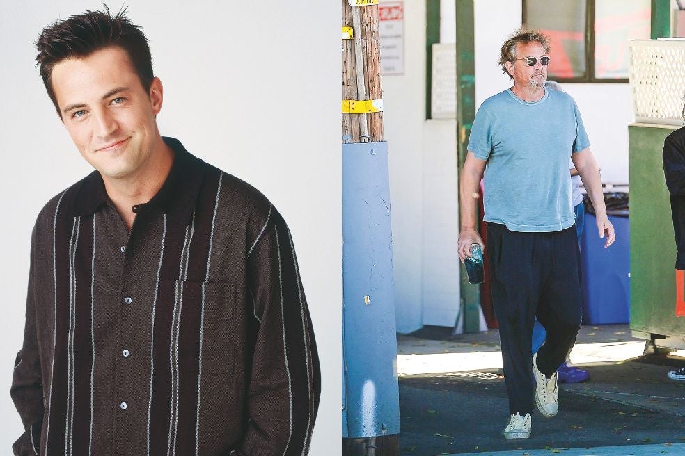 Friends se emitió por primera vez el 22 de septiembre de 1994. Perry tenía 25 años. Tan inseguro en la vida como en la ficción, enseguida comenzó a consumir alcohol y drogas para superar sus miedos. Intentó rehabilitarse muchas veces. Murió a los 54 años sin lograrlo (a la derecha, una de sus últimas fotos).