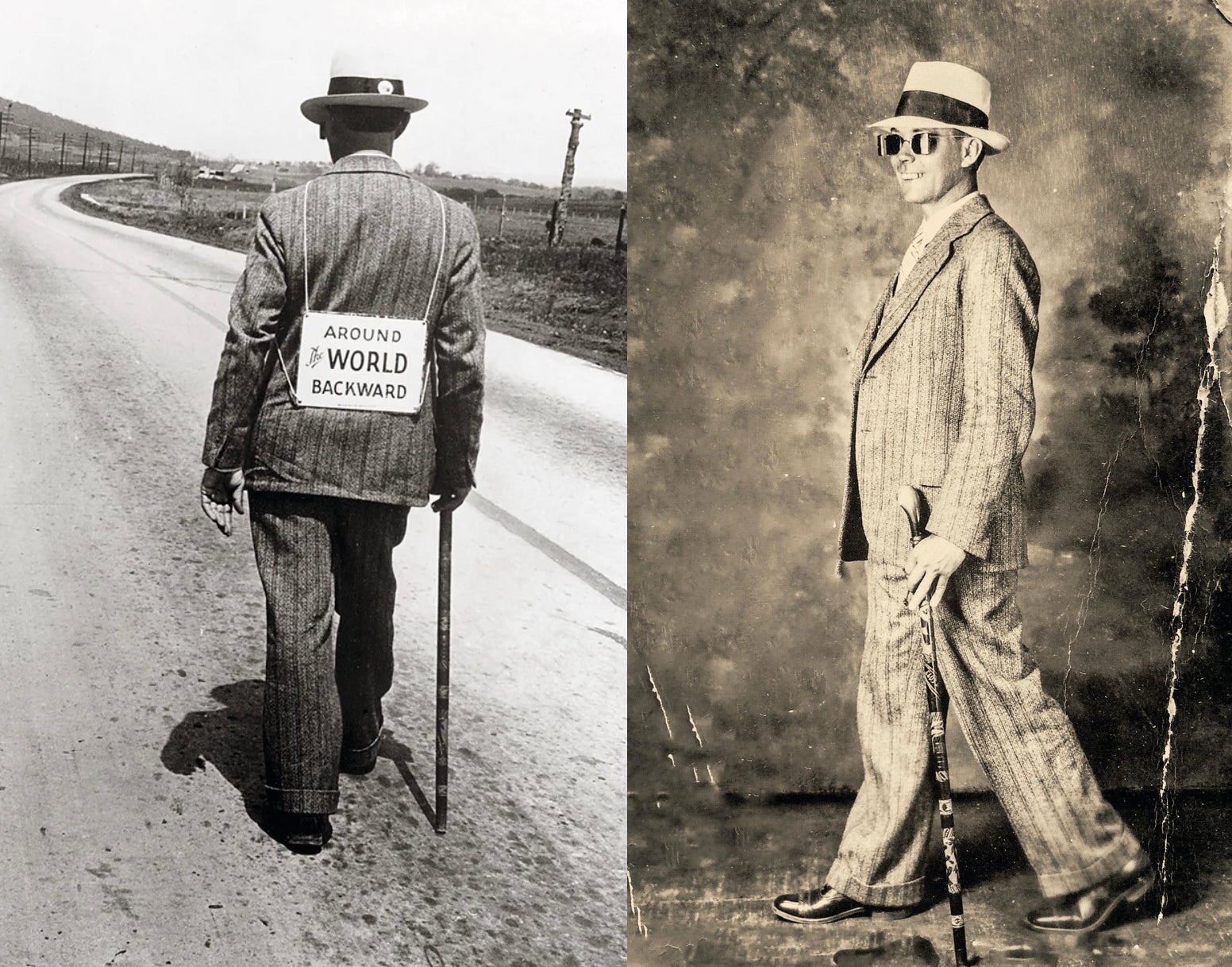 Pocos pueden igualar la hazaña de Plennie Lawrence Wingo (1895-1993), un estadounidense que recorrió más de 13.000 kilómetros caminando hacia atrás. «Sube escaleras, esquiva peatones y automóviles, todo andando hacia atrás tan bien como una persona normal de frente —decía un medio de la época—. Su única ayuda son unas gafas con unos pequeños espejos a los lados de cada ojo».