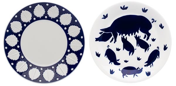 Una de las vajillas más antiguas, la F-73 Azul o Follas Azul. Cada plato cuesta unos 30 euros.