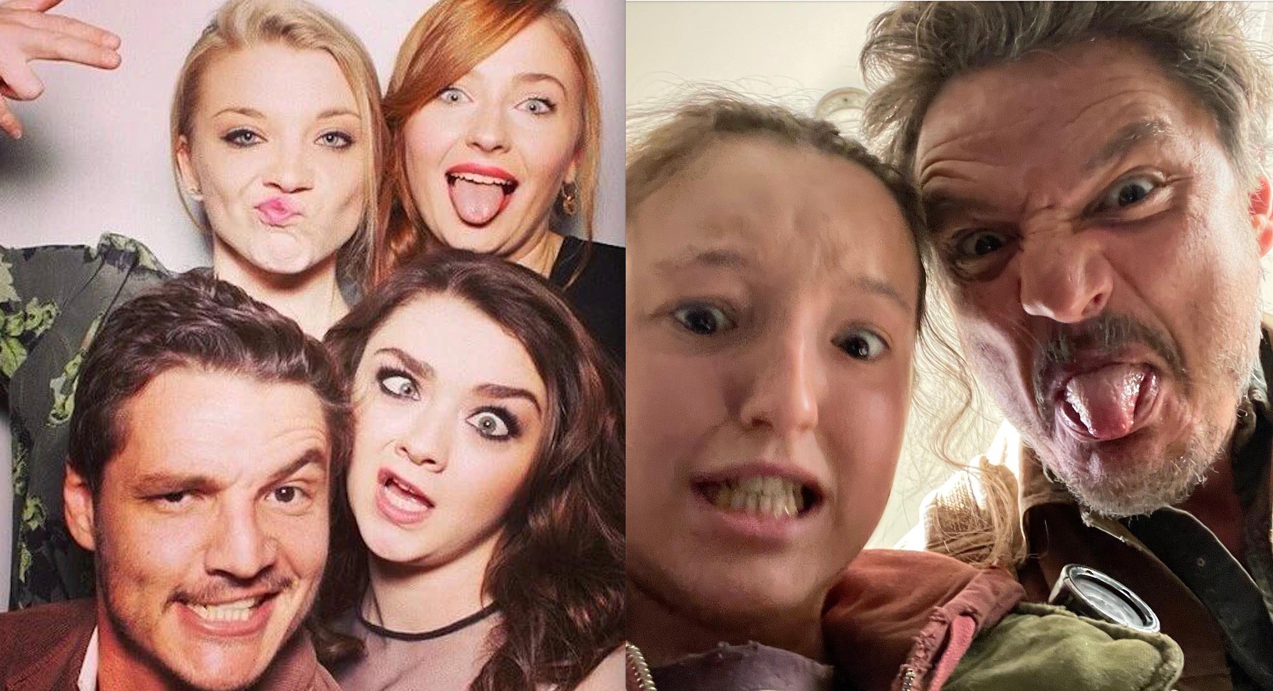 El actor se ha hecho mundialmente conocido por su humor en redes, sus bailes y sus fotos 'haciendo el payaso'; juegos en los que implica a sus compañeros de rodaje, como en estas, con varias actrices de Juego de Tronos (izda.) y con Bella Ramsey, coprotagonista de The Last of Us.