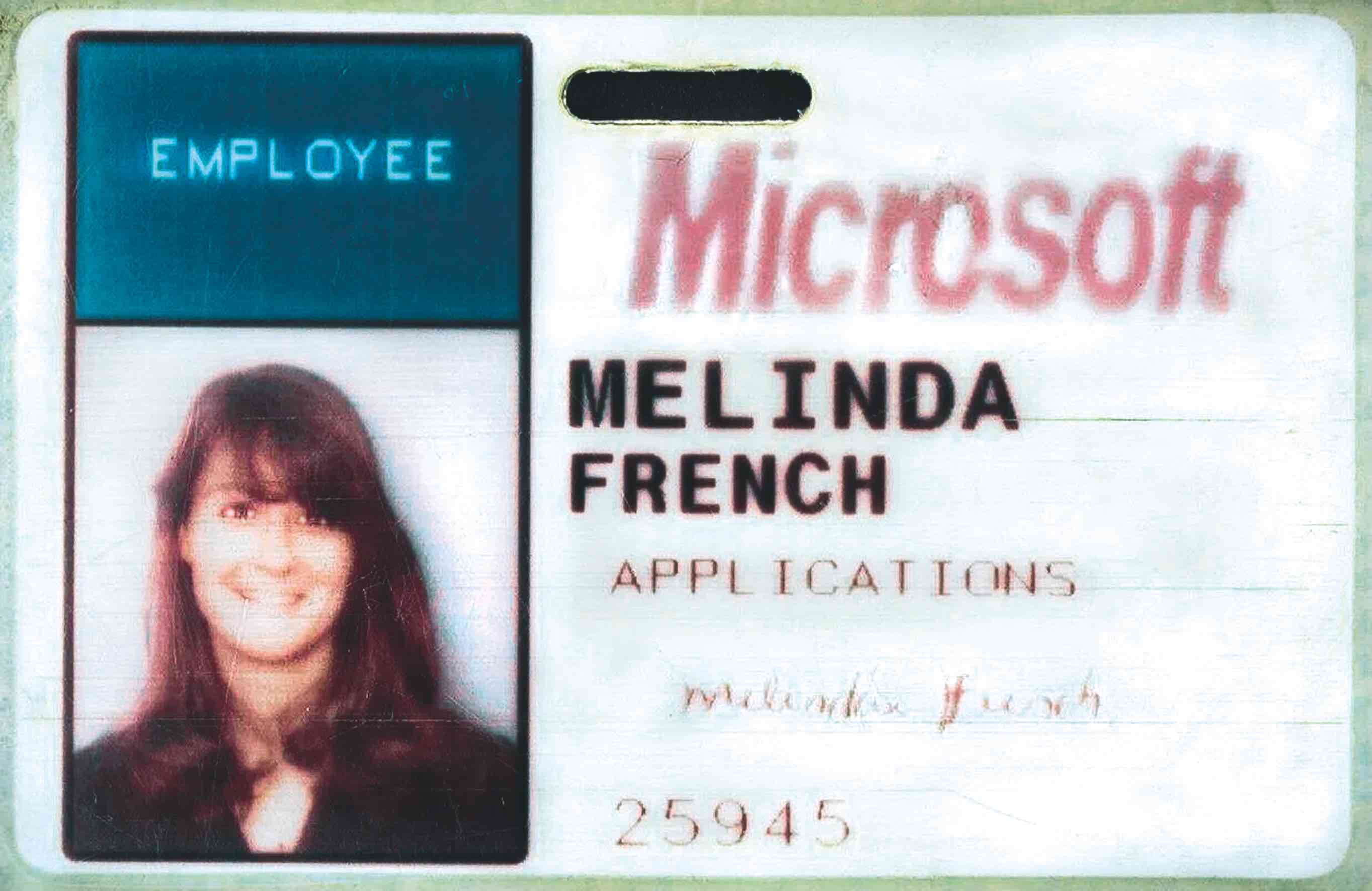 El antiguo carné de empleada de Microsoft de Melinda.