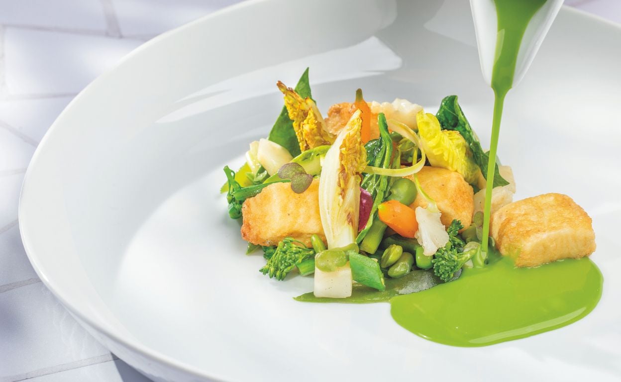 Menestra exprés de verduras con merluza