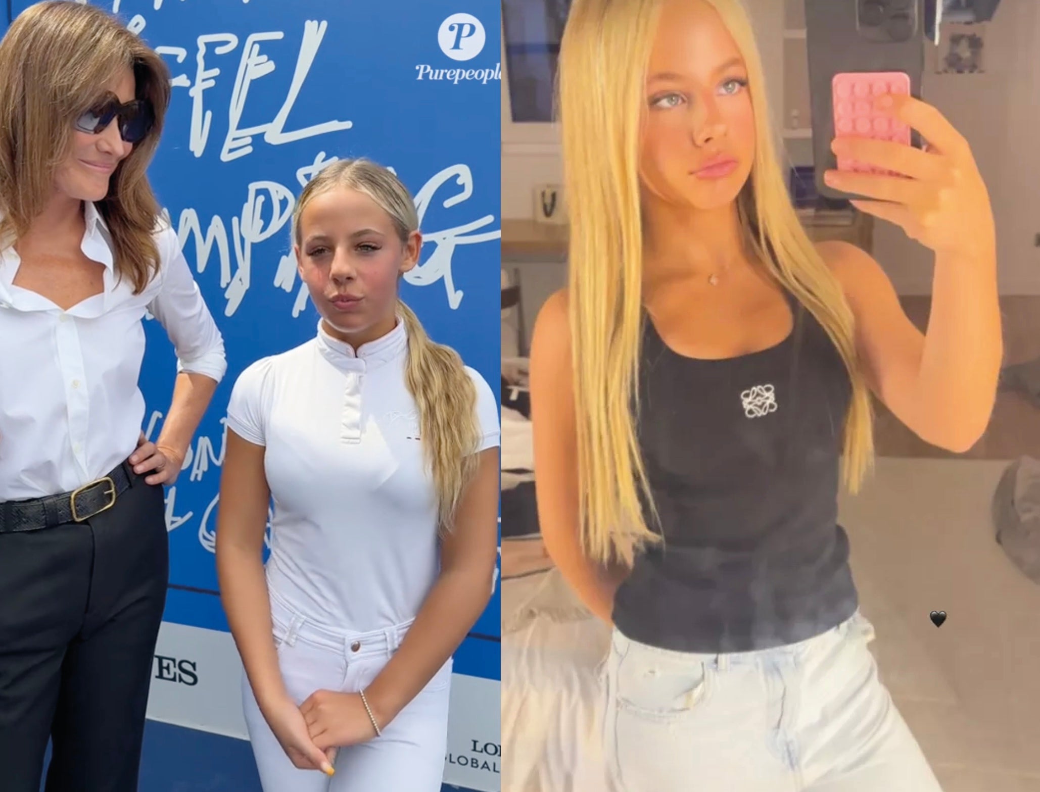 Giulia Sarkozy, hija de la exmodelo y cantante Carla Bruni y del expresidente francés Nicolás Sarkozy, participó el 20 de junio en un torneo ecuestre para niños. Tiene 13 años. Bajo la atenta y orgullosa mirada de su madre, Giulia habló ante las cámaras con sus pestañas y sus uñas postizas. La niña ya suele mostrar en redes sus 'rituales de belleza', como haberse teñido el pelo de rubio platino.