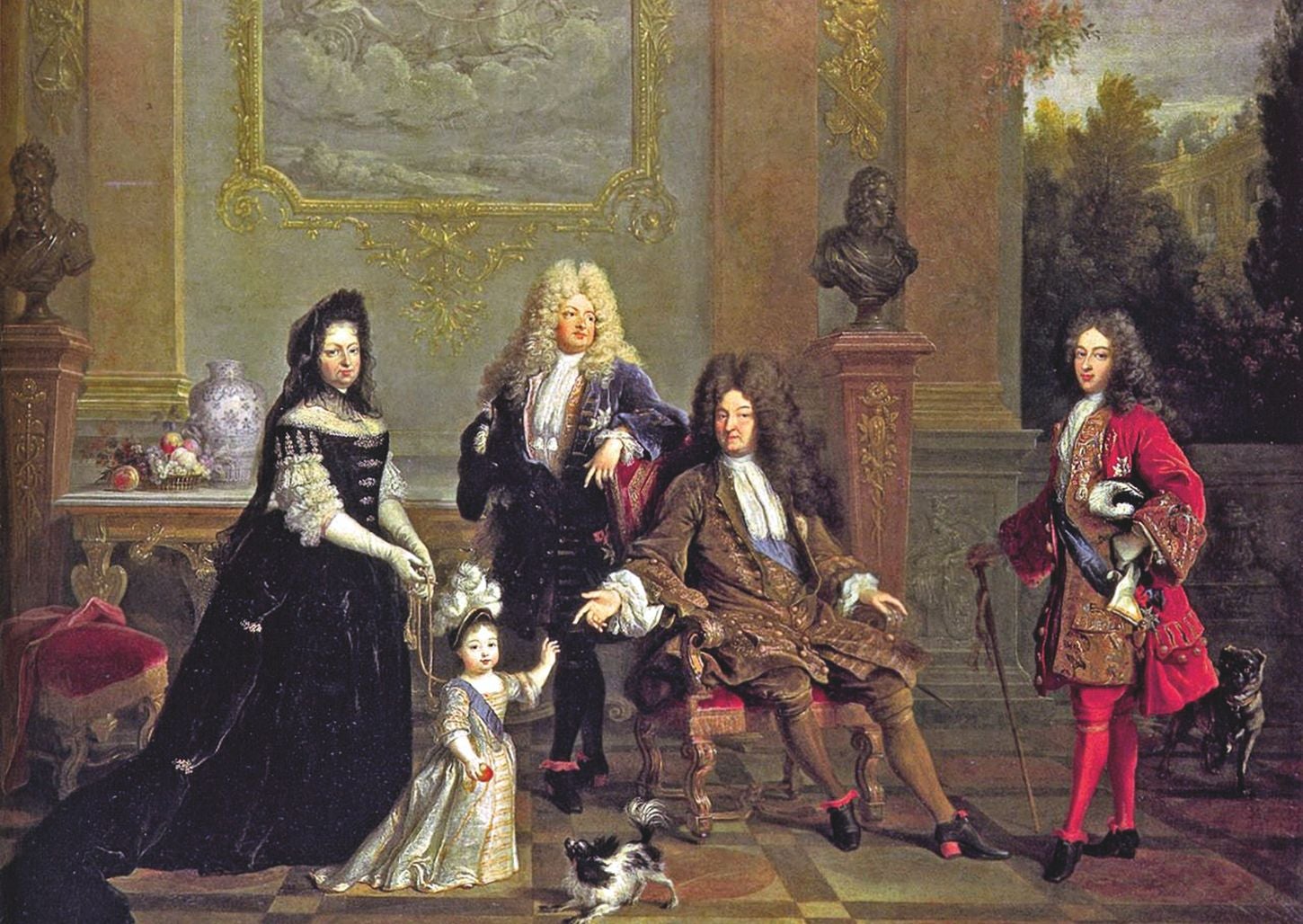 La duquesa de Ventadour (a la izquierda), institutriz de Luis XV (el niño de la imagen), le salvó la vida cuando era pequeño.