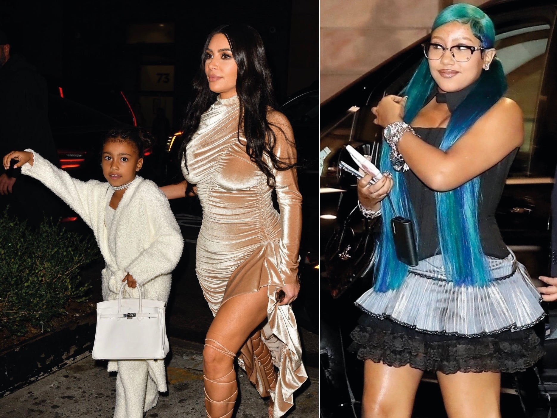 North West, la hija de Kim Kardashian y Kanye West, ya lucía con seis años atuendos de moda un tanto inapropiados para su edad, por ostentosos, como un bolso Hermès de ocho mil dólares. Claro que ella ya nació delante de una cámara en un reality show en vivo. Ahora, con 12 años (a la dcha.) ha desarrollado un 'estilo propio'.