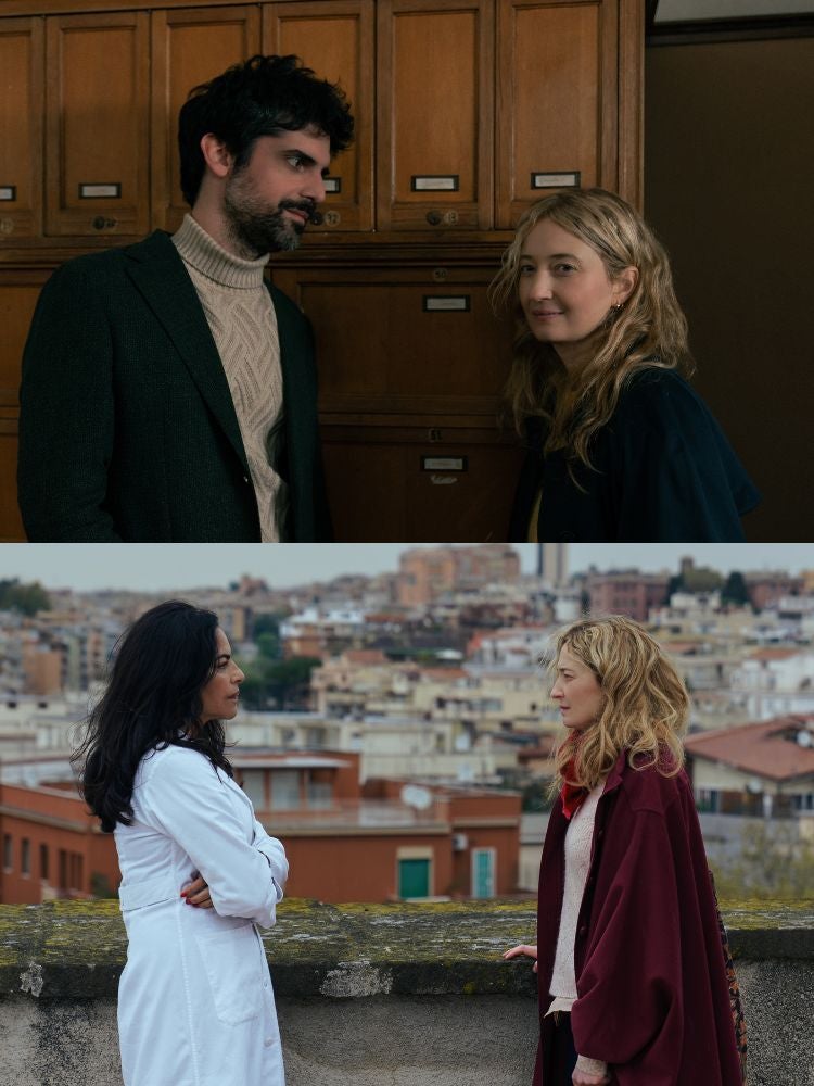 Francesco Carril, actor que lleva años desarrollando su carrera en España, vuelve a trabajar con Coixet tras haberlo hecho en Un amor, el filme anterior de la directora. Curiosamente, es la primera vez que Carril actúa en su lengua madre, el italiano (está, por cierto, estupendo). Aquí, en una secuencia con Alba Rohrwacher. También Sarita Choudhury (que también vuelve a coincidir con Coixet) ha debutado en la que fue su segunda lengua madre: la actriz británica creció en Roma.